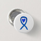 Blauwe kunst met lint Gepersonaliseerd berichtensp Ronde Button 3,2 Cm (Voorkant /achterkant)