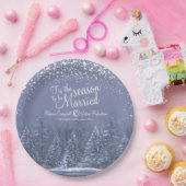 Blauwe kunst van winterbruiloft papieren bordje (Feest)