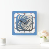 Blauwe kunst vierkante klok (Huis)