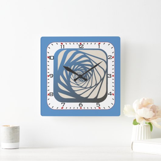 Blauwe kunst vierkante klok (Huis)