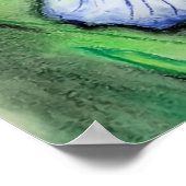 Blauwe kunstbloem Oorspronkelijke kunsttekenflens Poster (Hoek)