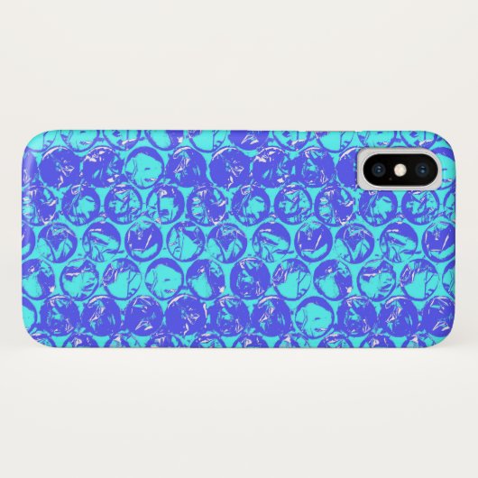 Blauwe kunstborrelen van pop Case-Mate iPhone case (Achterkant (horizontaal))
