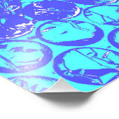 Blauwe kunstborrelen van pop foto afdruk (Hoek)