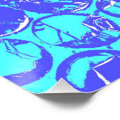 Blauwe kunstborrelen van pop poster (Hoek)