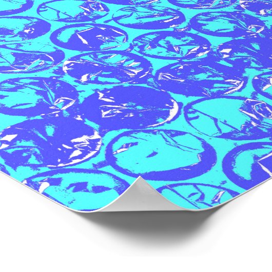 Blauwe kunstborrelen van pop poster (Hoek)