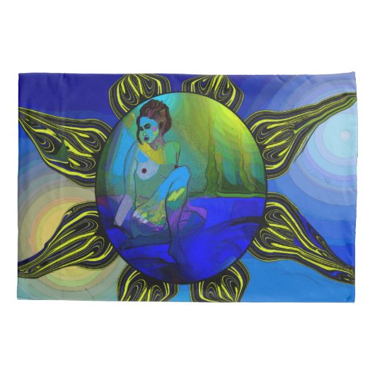 Blauwe kunstkussens kussensloop (Achterkant)