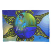 Blauwe kunstkussens kussensloop (Voorkant)