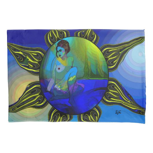 Blauwe kunstkussens kussensloop (Voorkant)