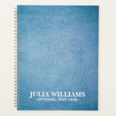 Blauwe kunstlederen textiel op maat planner (Voorkant)