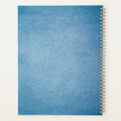Blauwe kunstlederen textiel op maat planner (Achterkant)