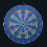 Blauwe kunstledertextuur dartbord<br><div class="desc">Een trendy modern design met blauwe faux lederen textuur print met rode en groene accenten.</div>