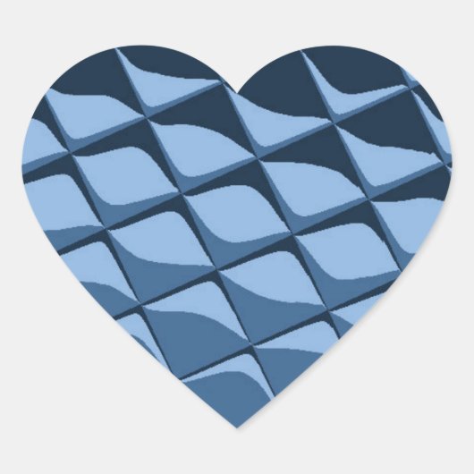 Blauwe kunststof Tegels Hart Sticker (Voorkant)