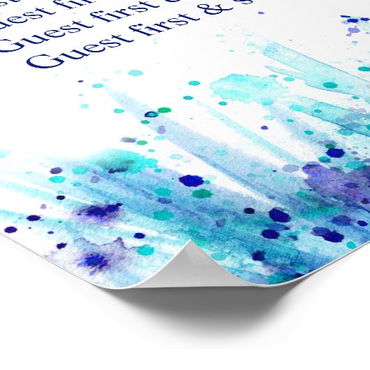 Blauwe kunstvergadertafel voor bruiloft 1-9 tafels poster (Hoek)