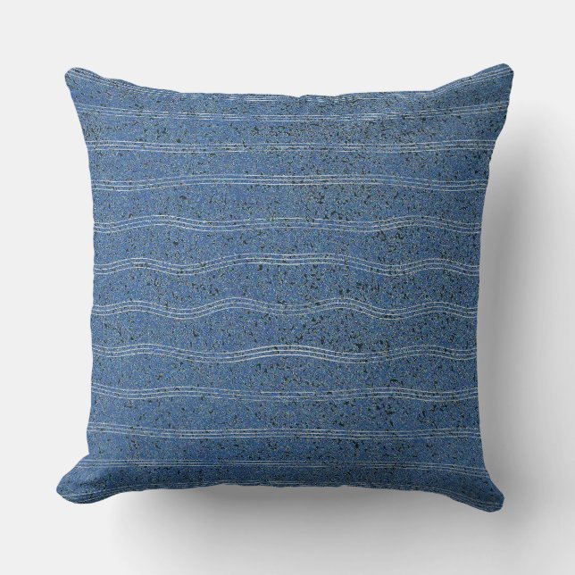 Blauwe kurktextuur met witte lijnen kussen (Voorkant)
