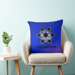 Blauwe kussen met een geometrisch