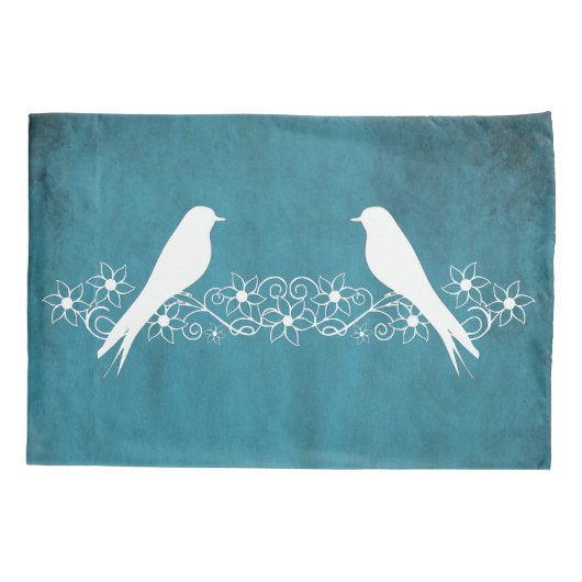 Blauwe Kussensloop van vedervogels (Achterkant)