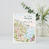 Blauwe Kust Bloemige Save the Date Briefkaart (Staand voorkant)