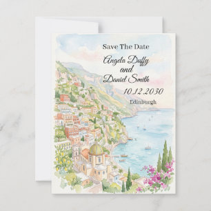 Blauwe Kust Bloemige Save the Date Kaart