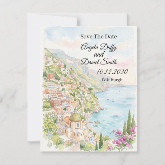 Blauwe Kust Bloemige Save the Date Kaart (Voorkant)