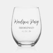 Blauwe kust bruidsmeisje wijnglas zonder voet (Voorkant)