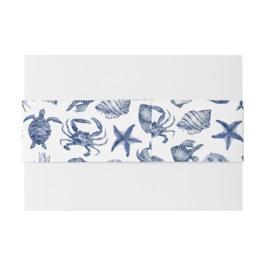 Blauwe Kust Bruiloft Uitnodigingen Wikkel (Achterkant Voorbeeld)