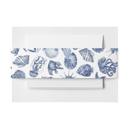 Blauwe Kust Bruiloft Uitnodigingen Wikkel (Voorkant Voorbeeld)