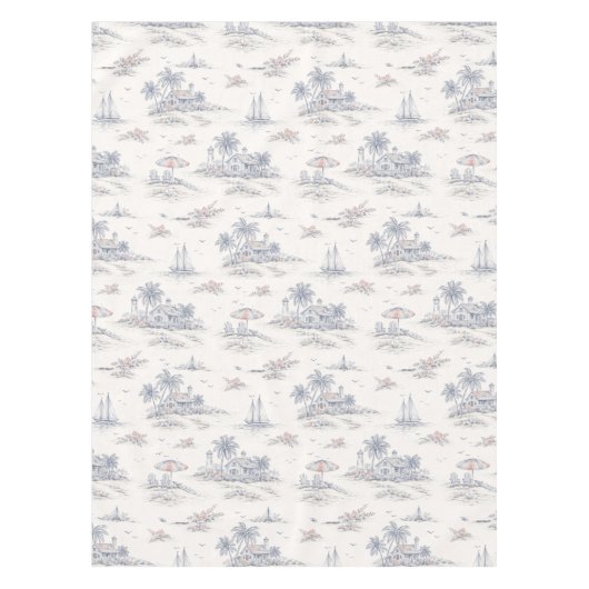 Blauwe Kust Franse Toile Tafelkleed (Voorkant)