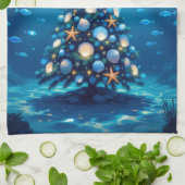 Blauwe Kust Kerst Keuken Handdoek (Gevouwen)