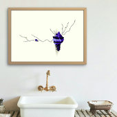 Blauwe kust shell kunst ivoor collage Japandi Poster
