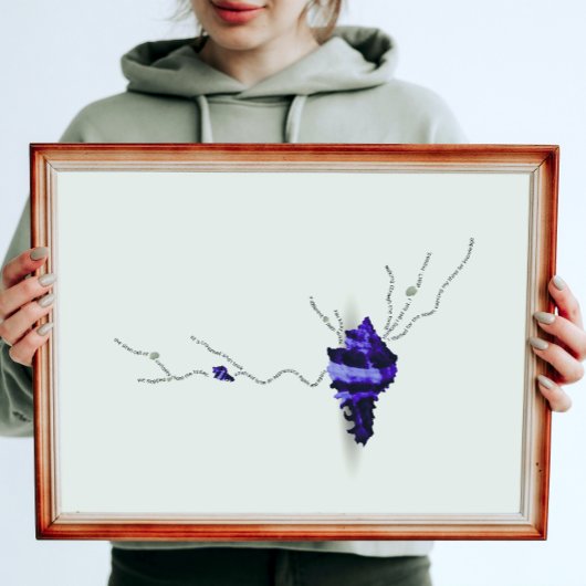 Blauwe kust shell kunst ivoor collage Japandi Poster