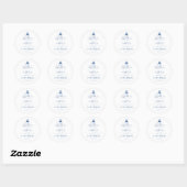 Blauwe Kust Toile Vuurtoren Bruiloft Ronde Sticker (Vel)