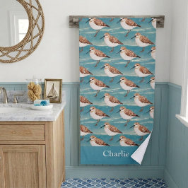 Blauwe Kust Zandloper Vogel Badhanddoek