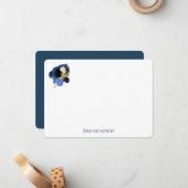 Blauwe kustbloemen Japandi alle gelegenheid blanco Notitiekaartje (Voorkant / Achterkant in situ)