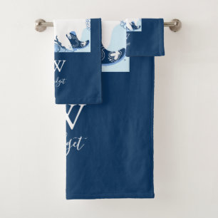 Blauwe kustcowgirl bad handdoek