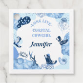 Blauwe kustcowgirl bedankjes labels (Voorkant)