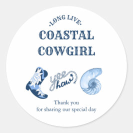 blauwe kustcowgirl ronde sticker