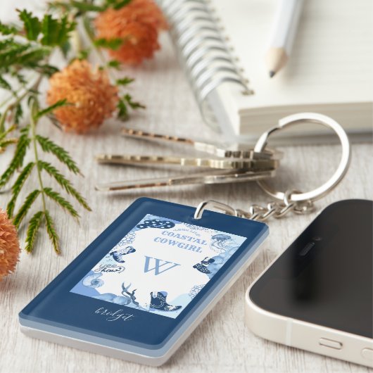 Blauwe kustcowgirl sleutelhanger (Voorkant Rechts)