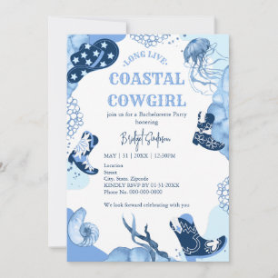 blauwe kustcowgirl vrijgezellenfeest kaart