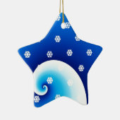 Blauwe Kustgolven Kerstmis Keramisch Ornament (Rechts)