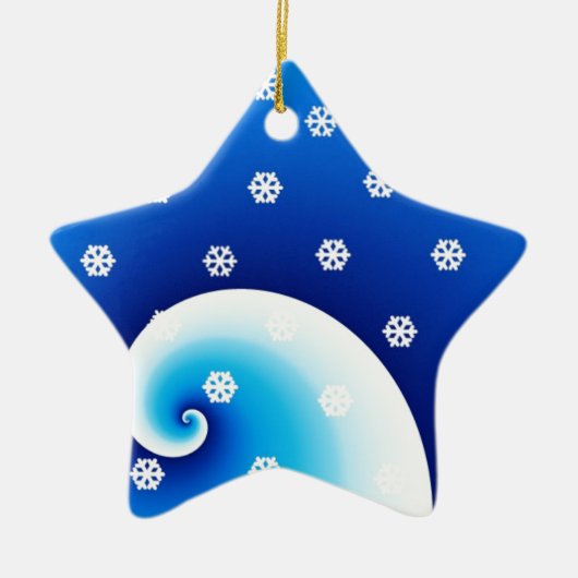 Blauwe Kustgolven Kerstmis Keramisch Ornament (Voorkant)
