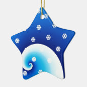 Blauwe Kustgolven Kerstmis Keramisch Ornament (Links)