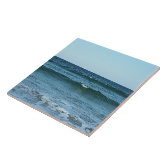 Blauwe kustgolven onder open lucht tegeltje (Zijkant)