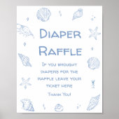 Blauwe Kuststrand Baby Shower Luier Raffle Poster (Voorkant)