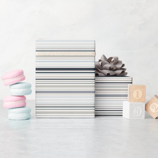 Blauwe Kuststrepen Cadeaupapier (Baby Shower)