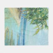 Blauwe kuststrook fleece deken (Voorkant (Horizontaal))