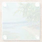 Blauwe kuststrook glazen onderzetter (Achterkant)