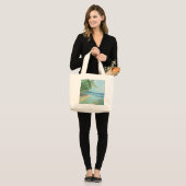 Blauwe kuststrook grote tote bag (Voorkant (model))