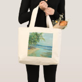 Blauwe kuststrook grote tote bag (Voorkant (product))