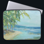 Blauwe kuststrook laptop sleeve<br><div class="desc">"Blue Coastal Lagoon" van Suzanne Wilkins. Het is een serene strand met tropische bomen.</div>