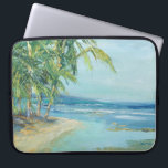 Blauwe kuststrook laptop sleeve<br><div class="desc">"Blue Coastal Lagoon" van Suzanne Wilkins. Het is een serene strand met tropische bomen.</div>